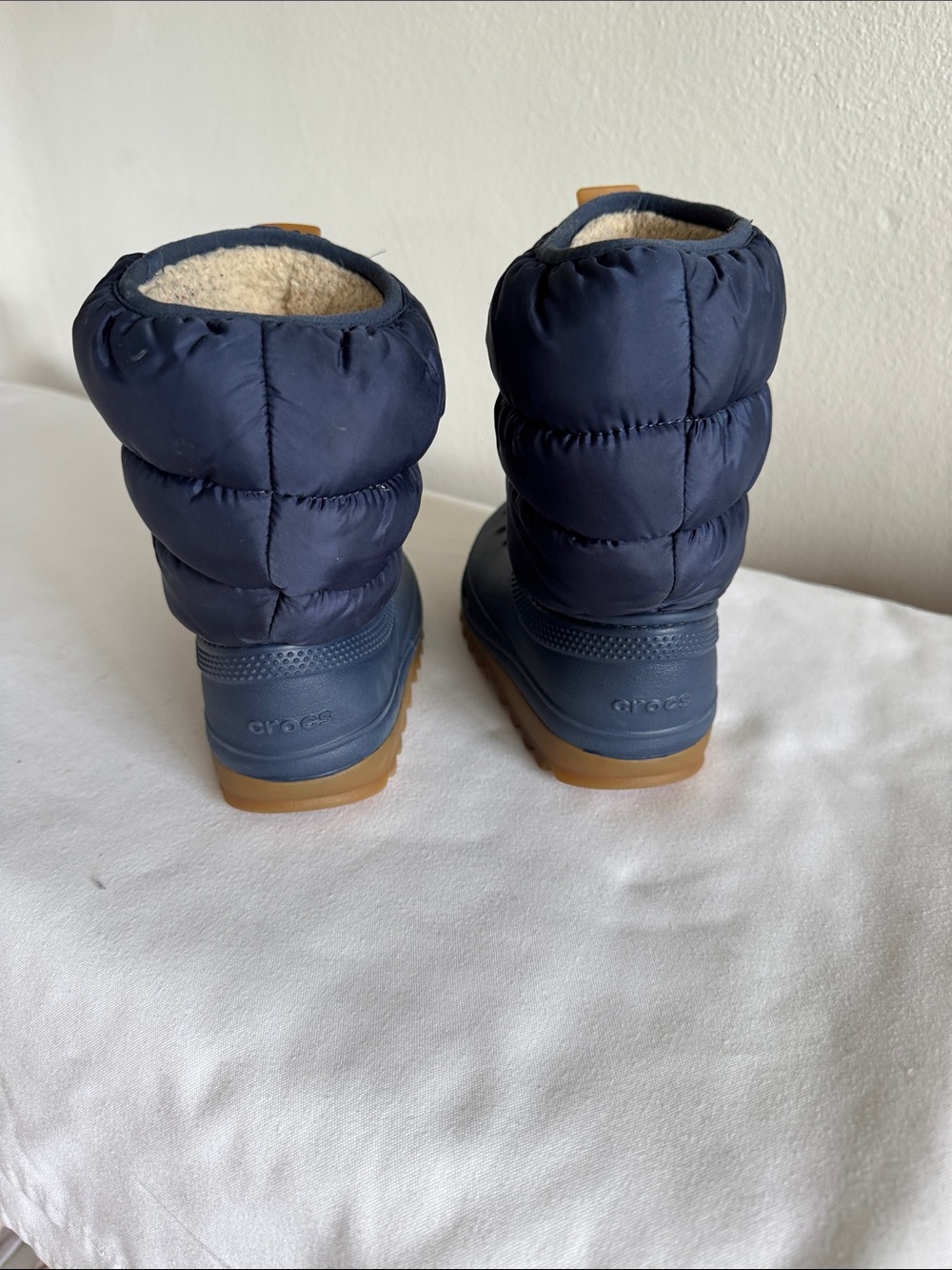 CROCS Kids Navy Gum Neo Puffer Snow Boots Sz 11C - Picture 4 of 7